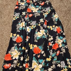 Vintage Southern Lady Maxi Black Floral Skirt With Elastic Waist, Size 12